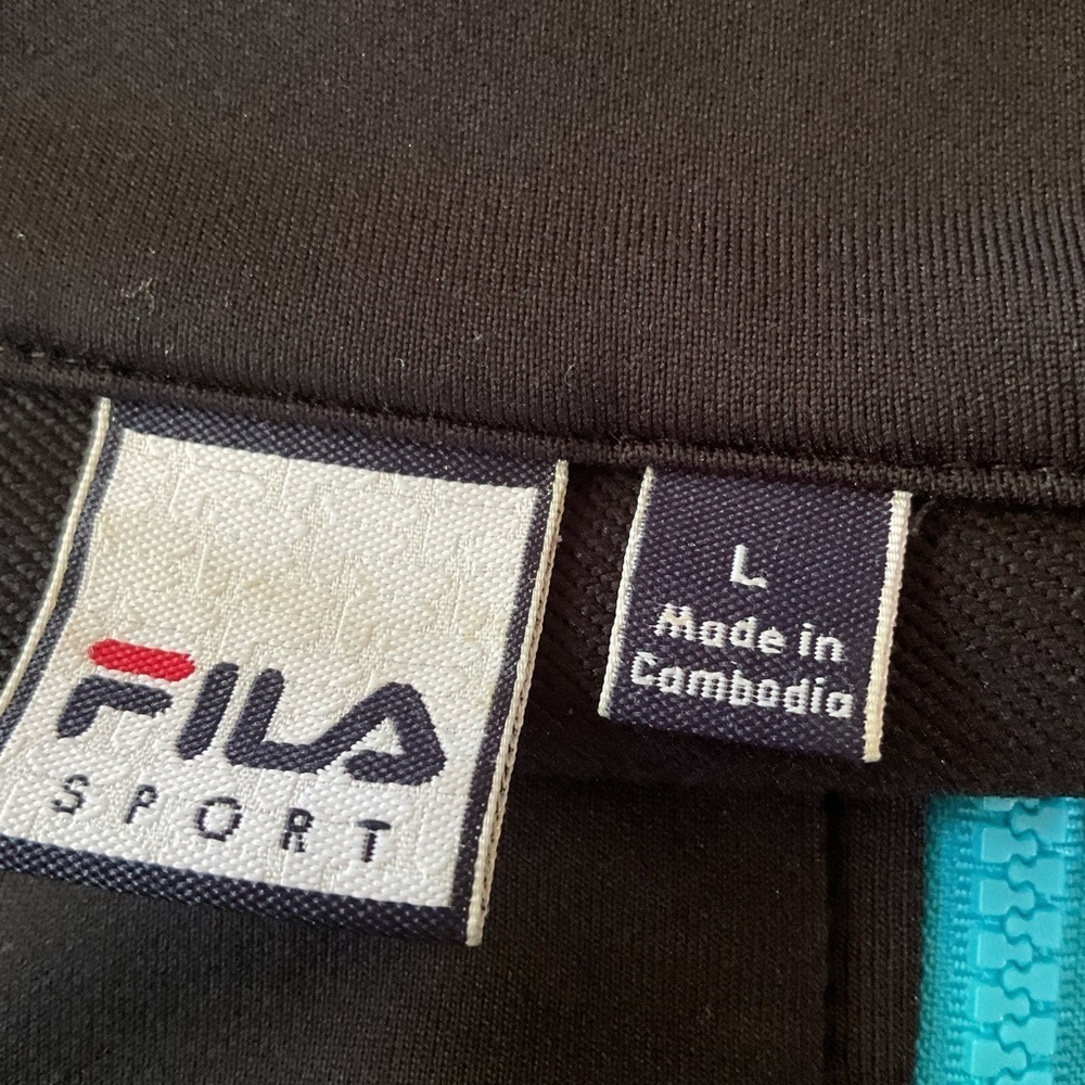 Fila Full Zip Track Jacket Size L – Black with Blue & Yellow Accents - Picture 4 of 4